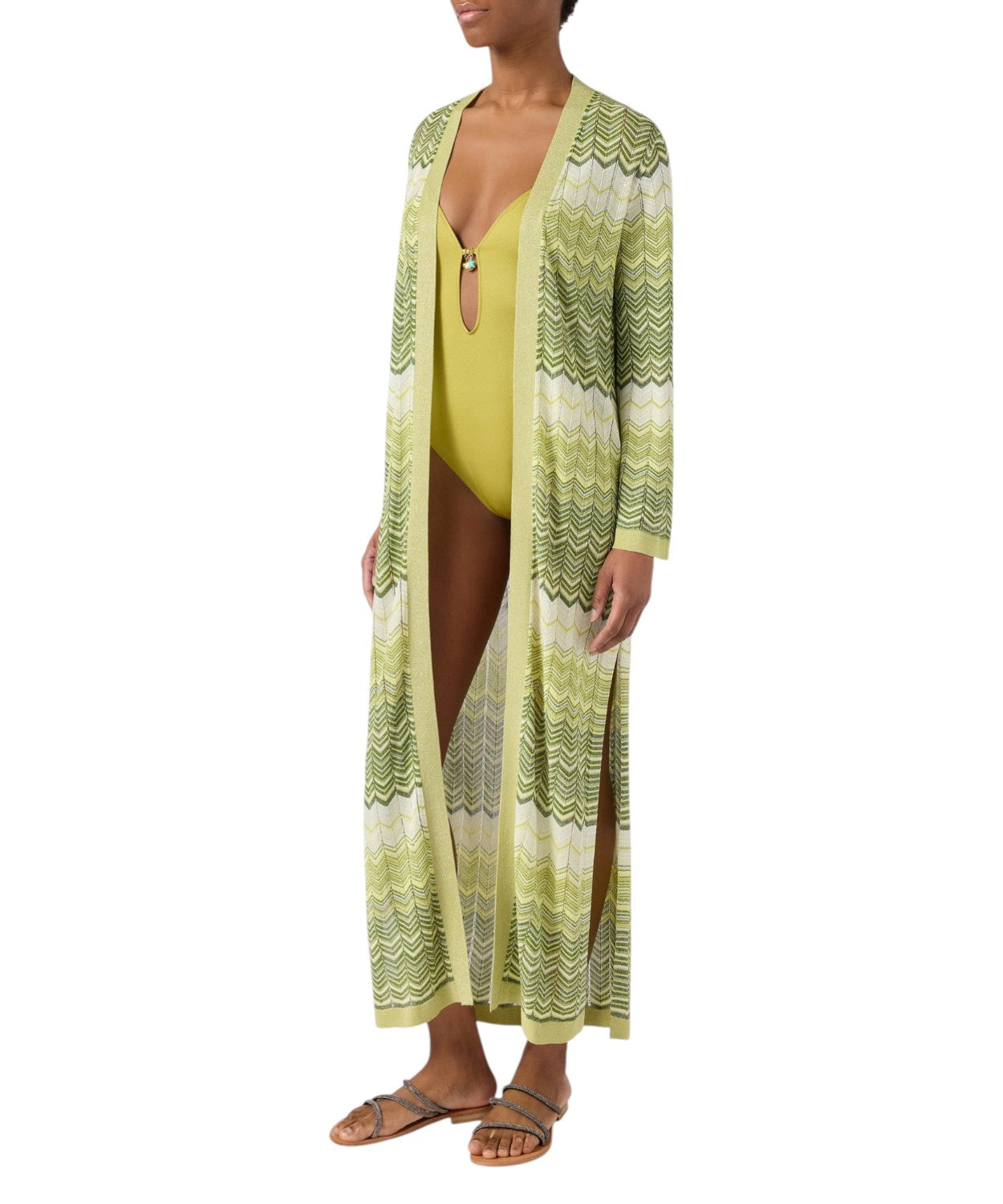 MC2 Saint Barth Cardigan Lungo Tonia con Motivo Geometrico