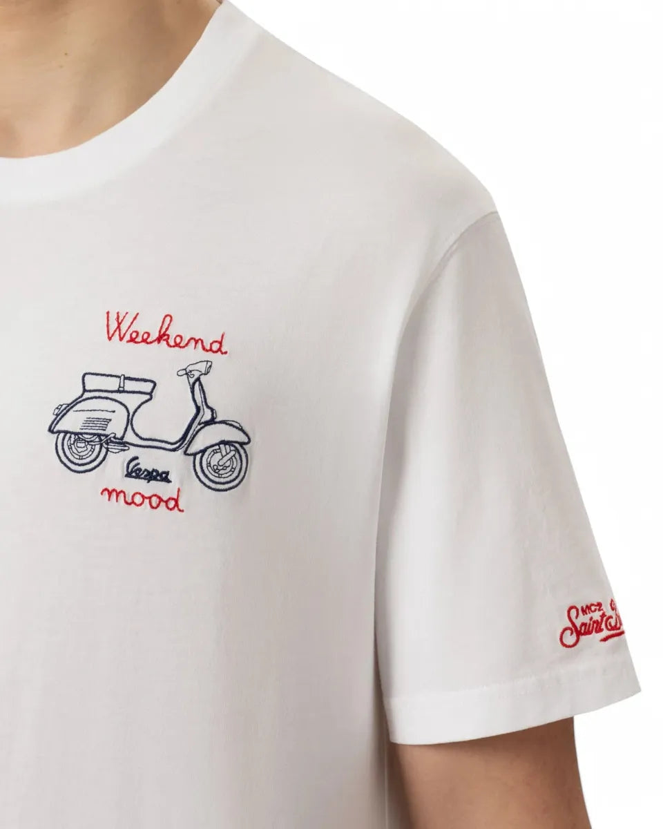 T-shirt Vespa Special Edition con Ricamo "Week End Mood"-Mc2 Saint Barth-T-shirt-Vittorio Citro Boutique