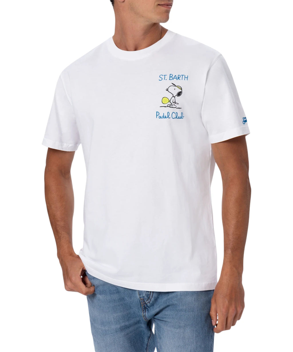 Heren T-shirt Portofino MC2 Saint Barth met Snoopy-borduurwerk