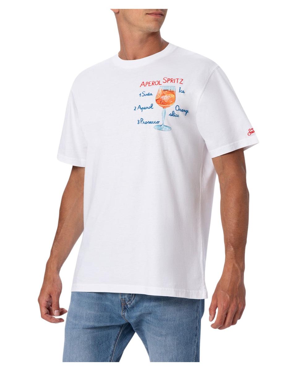 T-shirt in Cotone con Ricamo Aperol Spritz – Edizione Speciale-Mc2 Saint Barth-T-shirt-Vittorio Citro Boutique