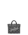 Borsa Mini Vanity effetto paglia nera con strass e logo ricamato-Mc2 Saint Barth-Borse a mano-Vittorio Citro Boutique