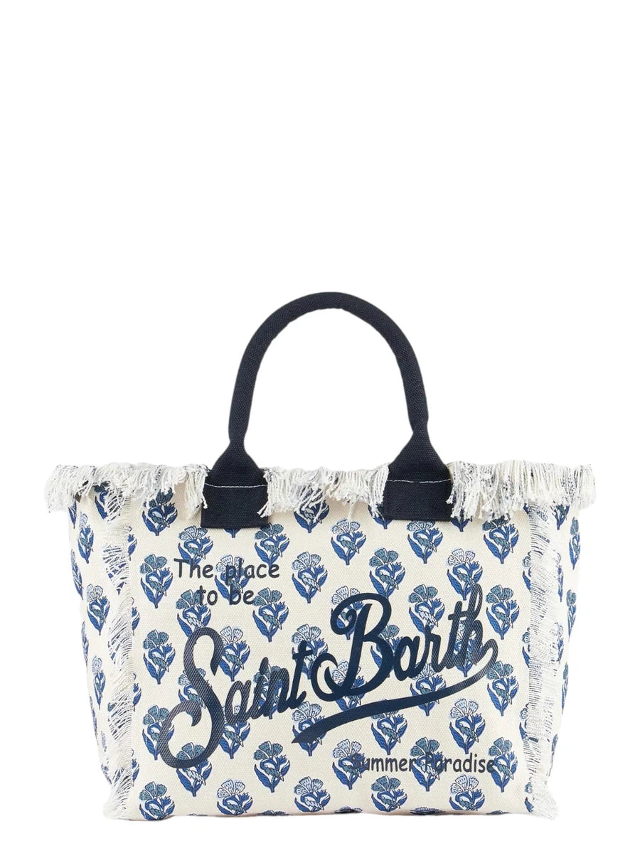 Borsa Tote Vanity a Righe Indaco e Fiori-Mc2 Saint Barth-Borse a mano-Vittorio Citro Boutique
