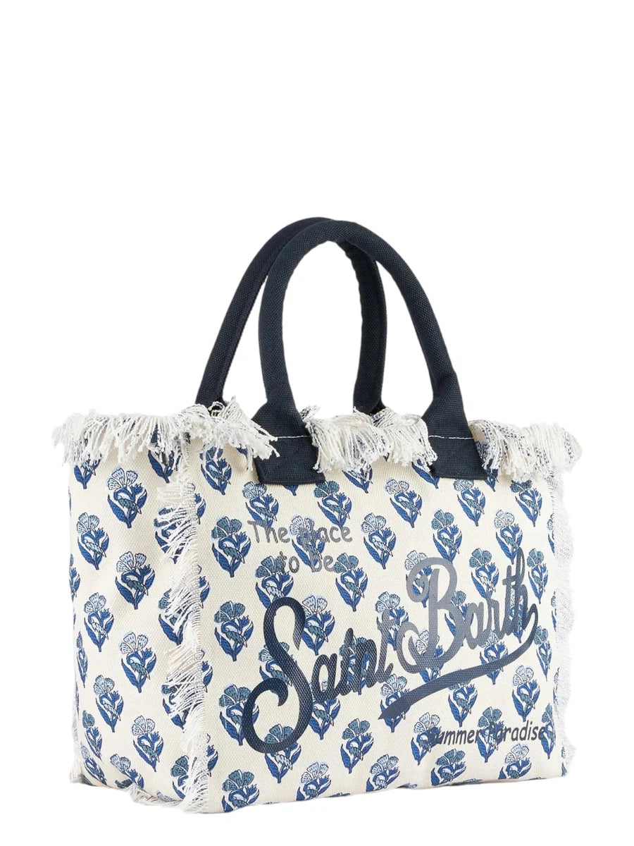 Borsa Tote Vanity a Righe Indaco e Fiori-Mc2 Saint Barth-Borse a mano-Vittorio Citro Boutique