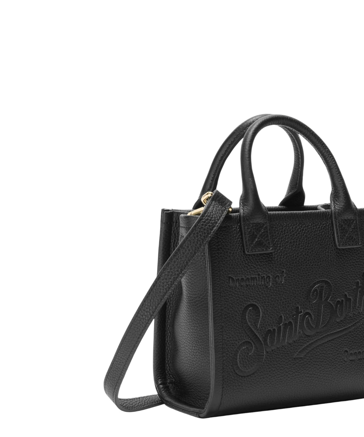 Vanity Bag Mini in pelle martellata nera con tracolla removibile-Mc2 Saint Barth-Borse a mano-Vittorio Citro Boutique