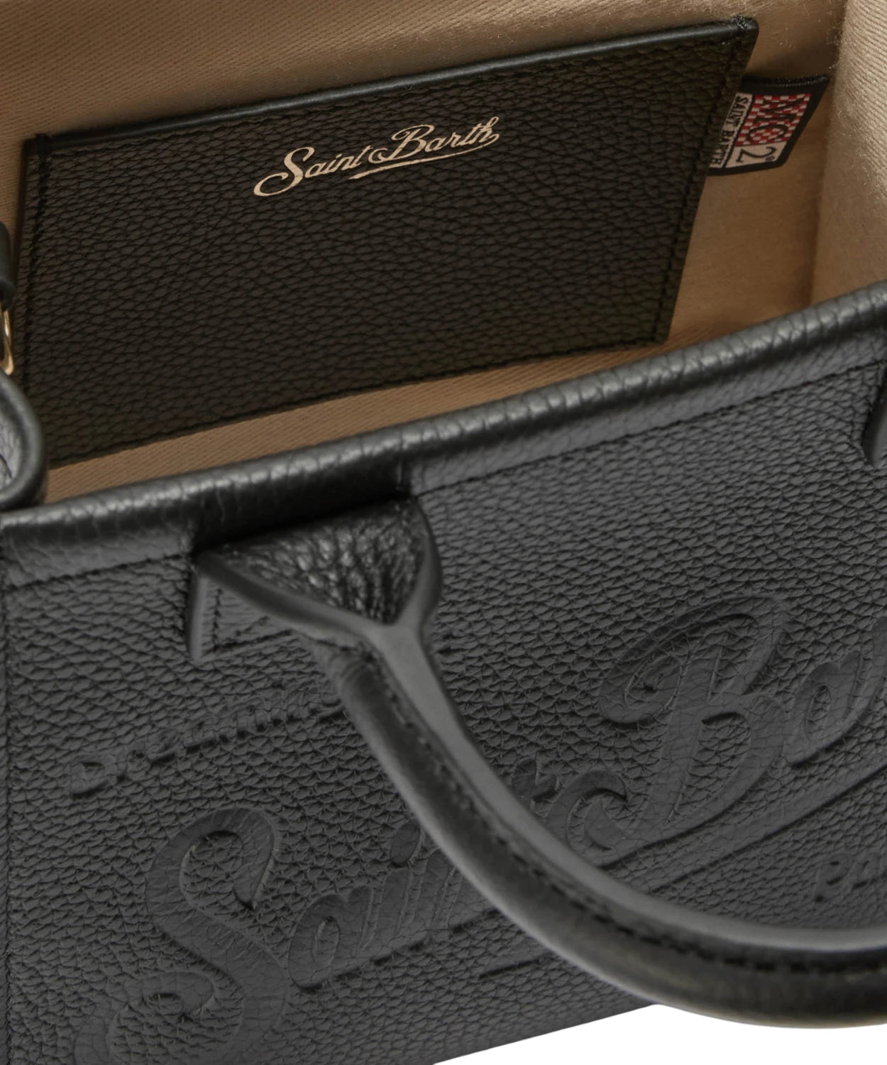 Vanity Bag Mini in pelle martellata nera con tracolla removibile-Mc2 Saint Barth-Borse a mano-Vittorio Citro Boutique