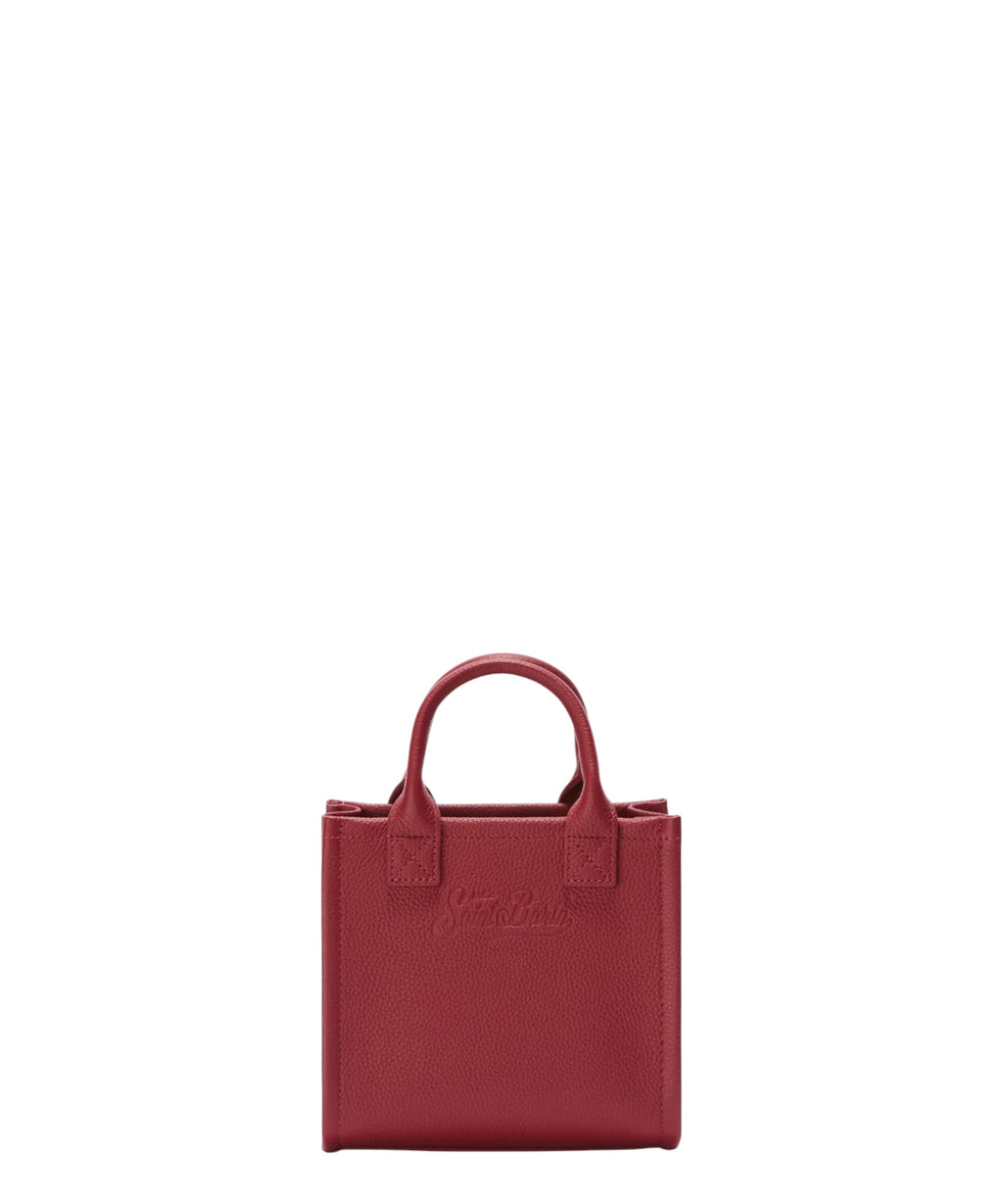 Vanity Bag Mini in pelle martellata bordeaux con tracolla removibile-Mc2 Saint Barth-Borse a mano-Vittorio Citro Boutique