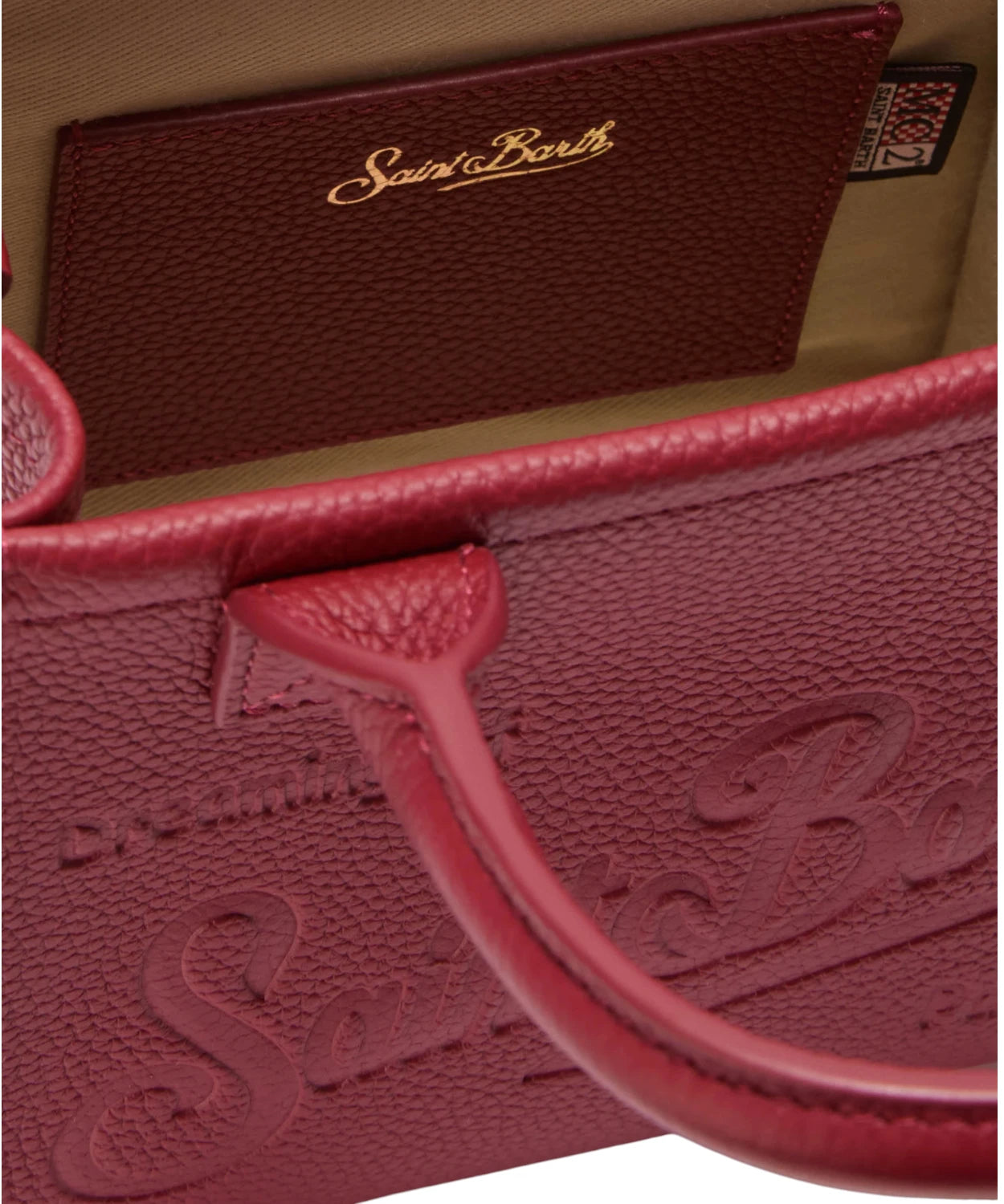 Vanity Bag Mini in pelle martellata bordeaux con tracolla removibile-Mc2 Saint Barth-Borse a mano-Vittorio Citro Boutique