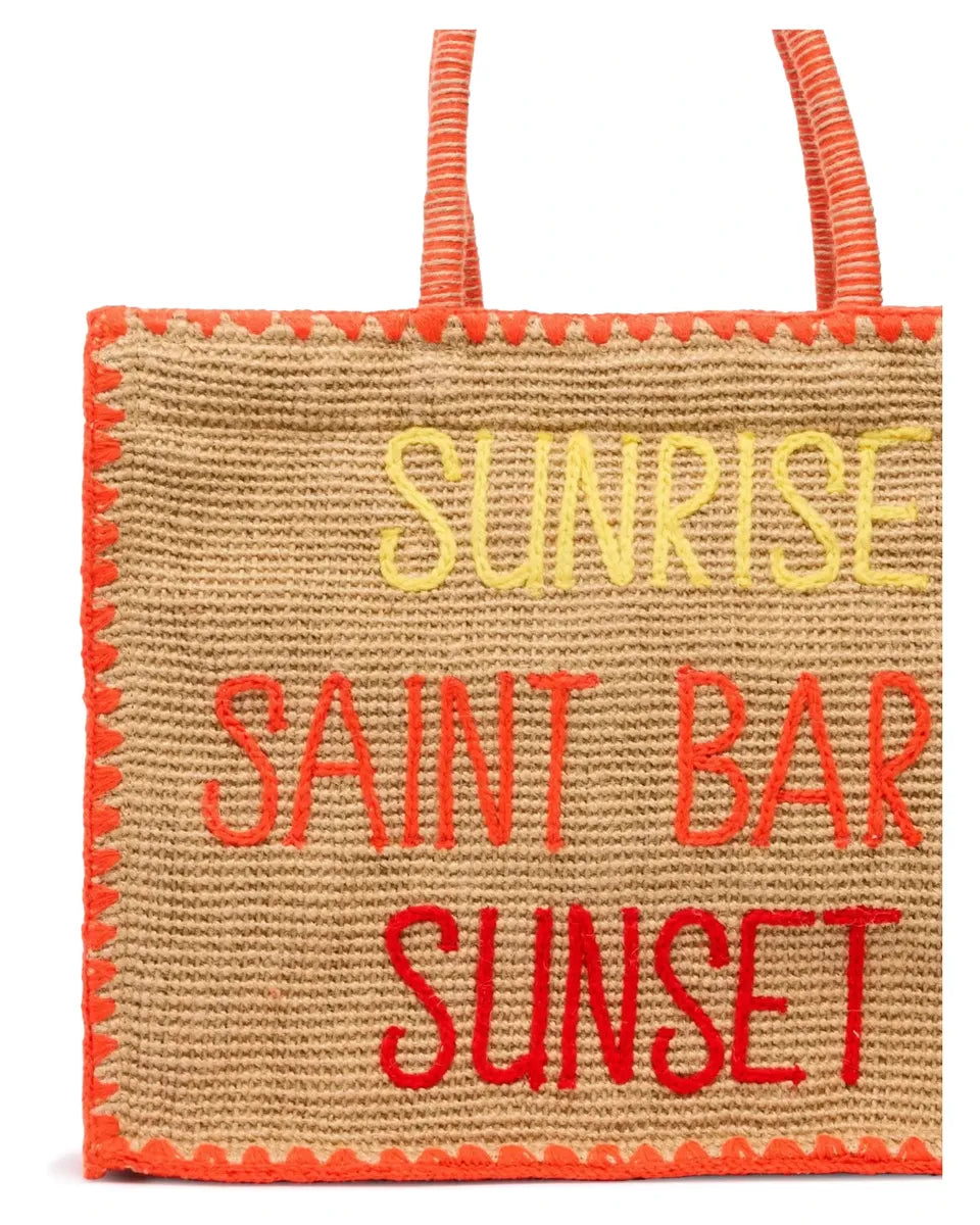 Borsa Vivian Jute in rafia con scritta multicolor “Sunrise Sunset”-Borse a spalla-Mc2 Saint Barth-Vittorio Citro Boutique