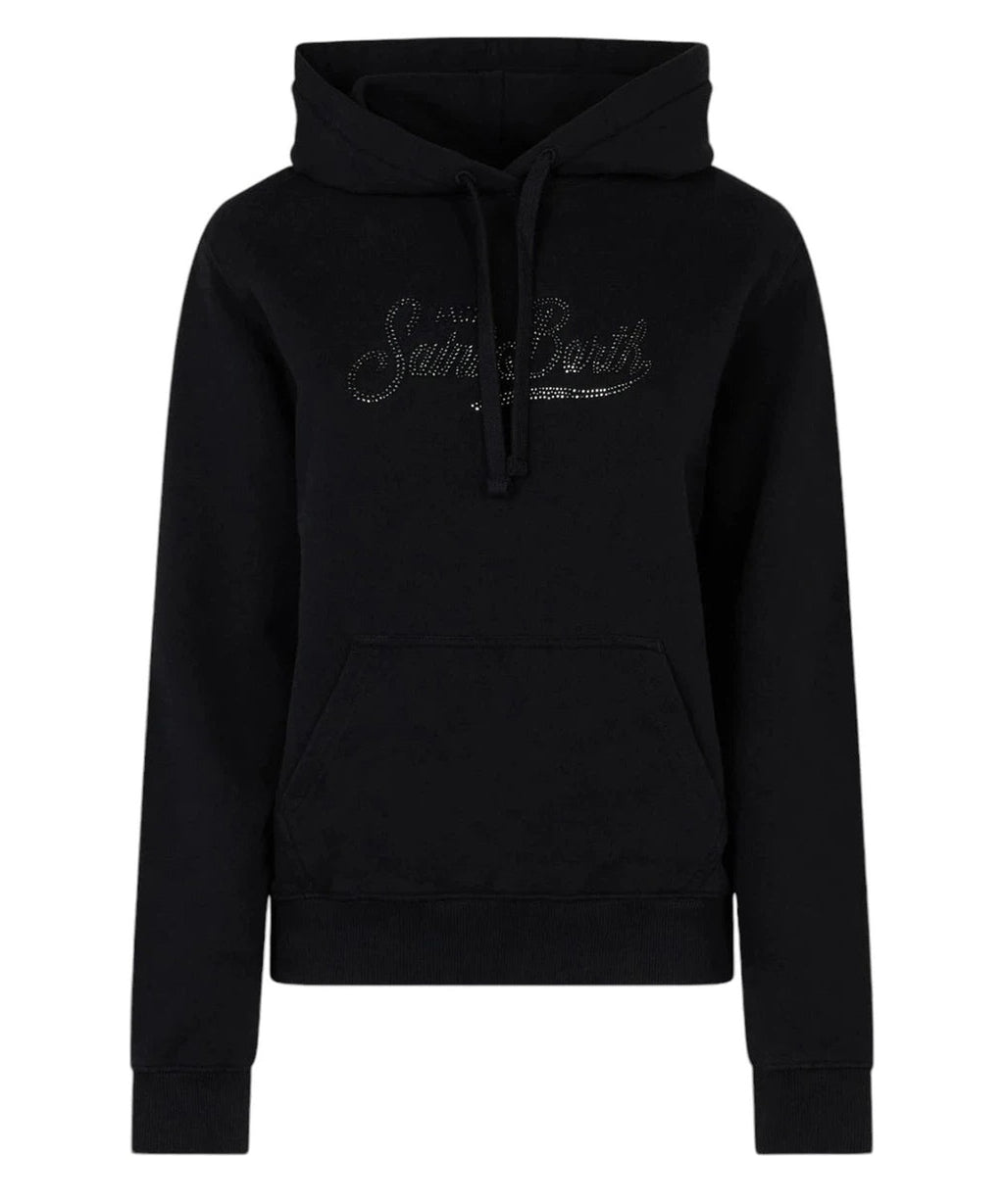 Saint Barth Felpa Virginia Nera con Strass-Mc2 Saint Barth-Felpe-Vittorio Citro Boutique