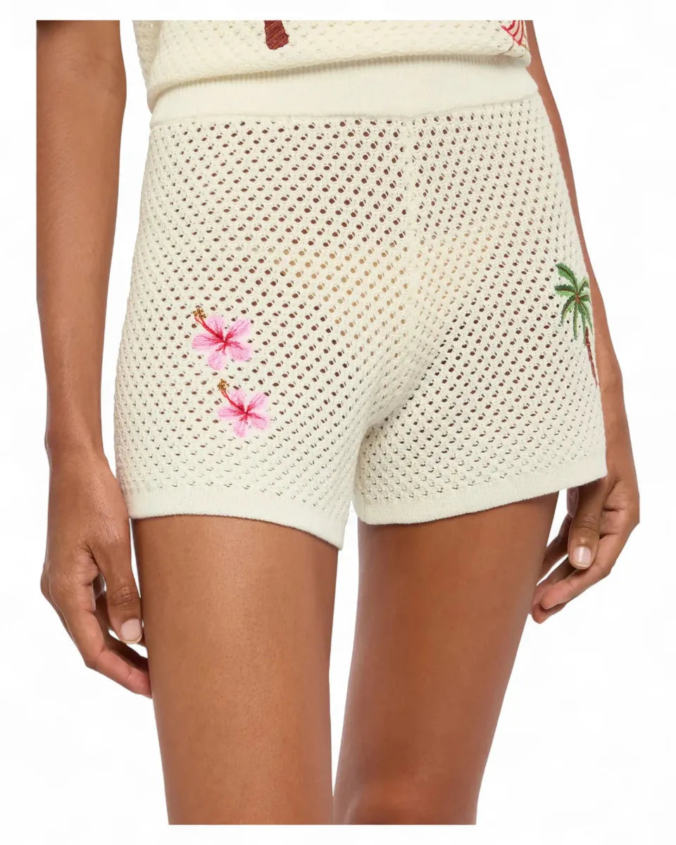 Shorts Yvette in maglia traforata con ricami e vita alta-Shorts-Mc2 Saint Barth-Vittorio Citro Boutique