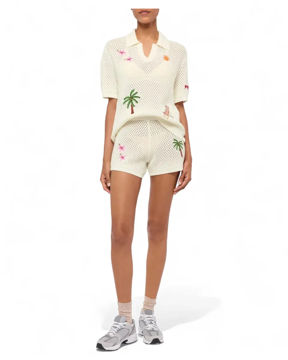 Shorts Yvette in maglia traforata con ricami e vita alta-Shorts-Mc2 Saint Barth-Vittorio Citro Boutique