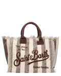 Borsa a Spalla Vanity in Canvas di Cotone a Righe marroni-Mc2 Saint Barth-Borse a spalla-Vittorio Citro Boutique
