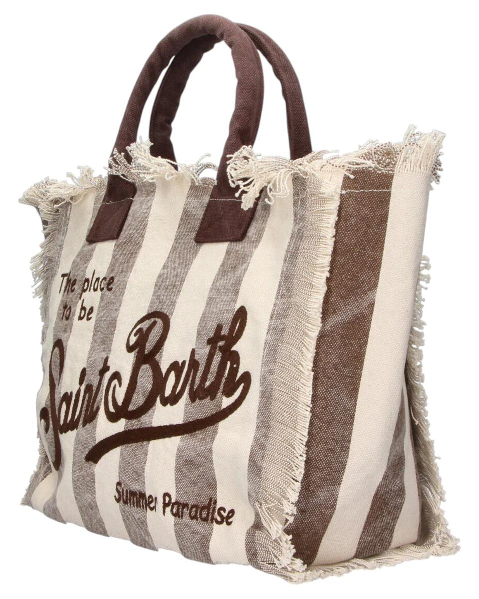 Borsa a Spalla Vanity in Canvas di Cotone a Righe marroni-Mc2 Saint Barth-Borse a spalla-Vittorio Citro Boutique