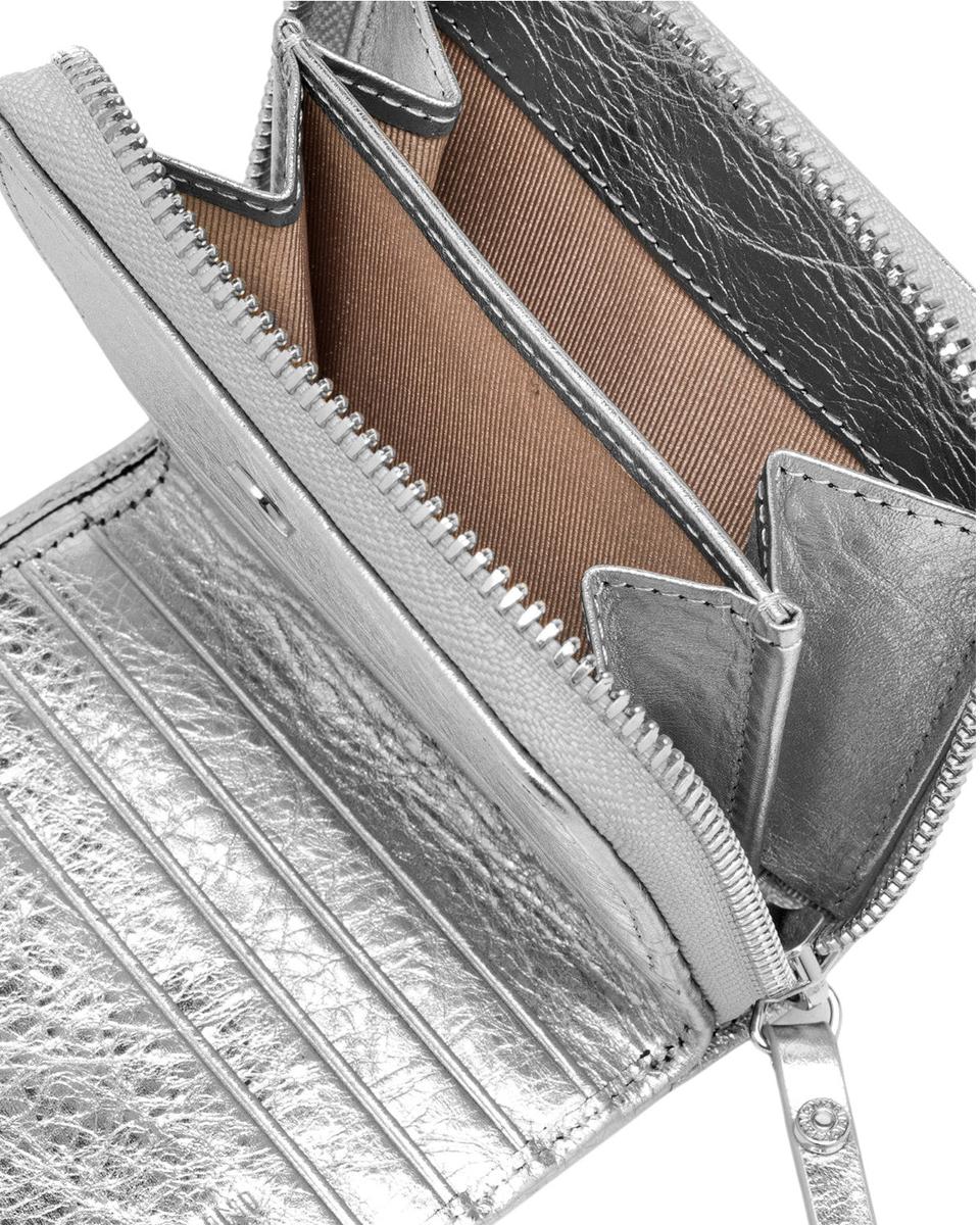 Portafoglio compatto in pelle laminata Gianni Chiarini con zip e bottone-Gianni Chiarini-Portafogli-Vittorio Citro Boutique