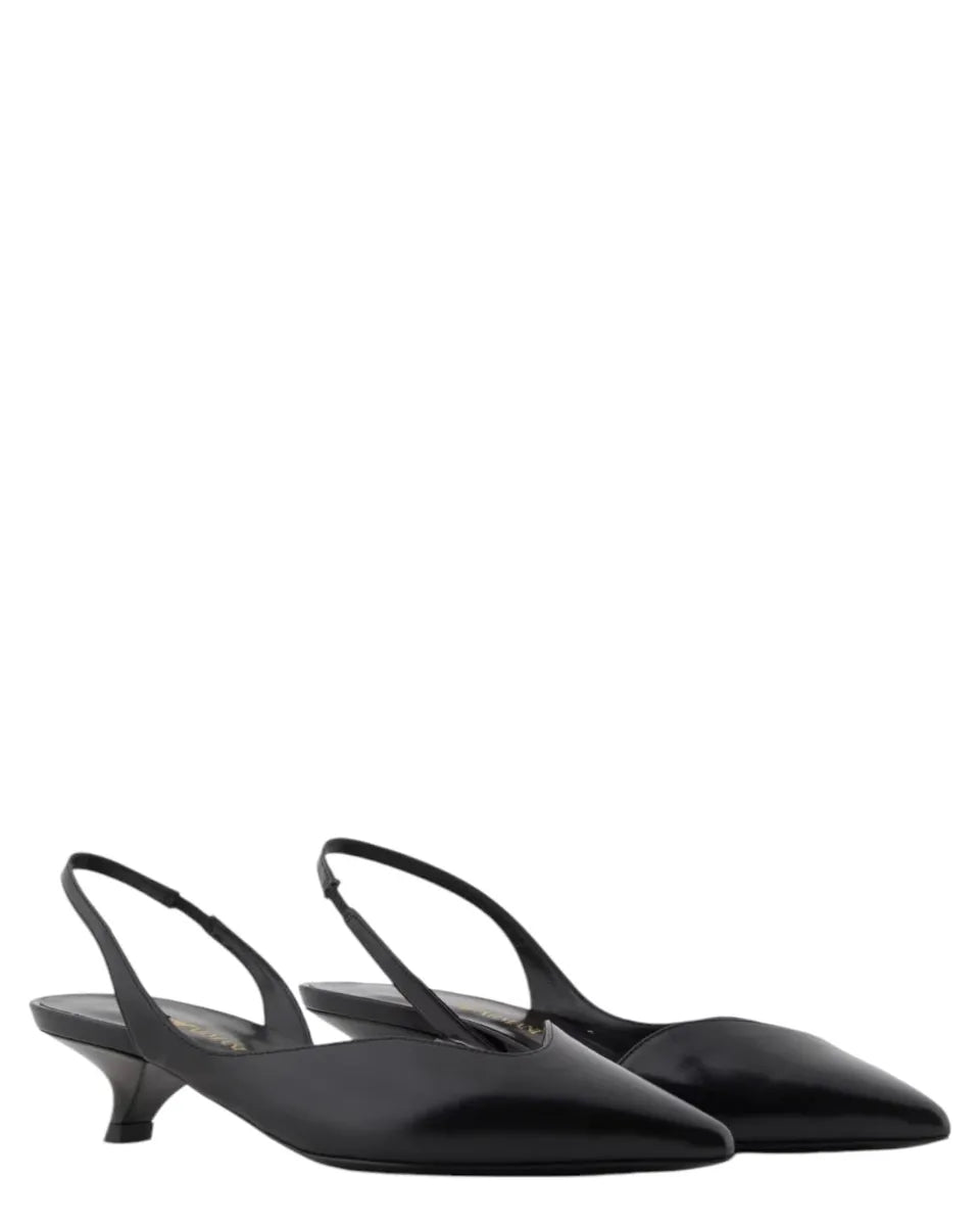 Décolleté Slingback in Pelle Spazzolata con Tacco Basso Eleganza