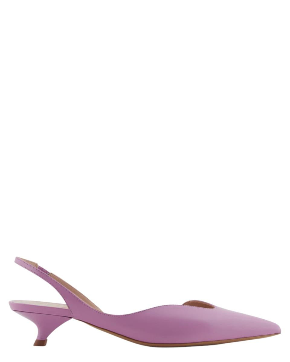 Brushed Leather Low-Heel Slingback Pumps Elegance Made in Italy