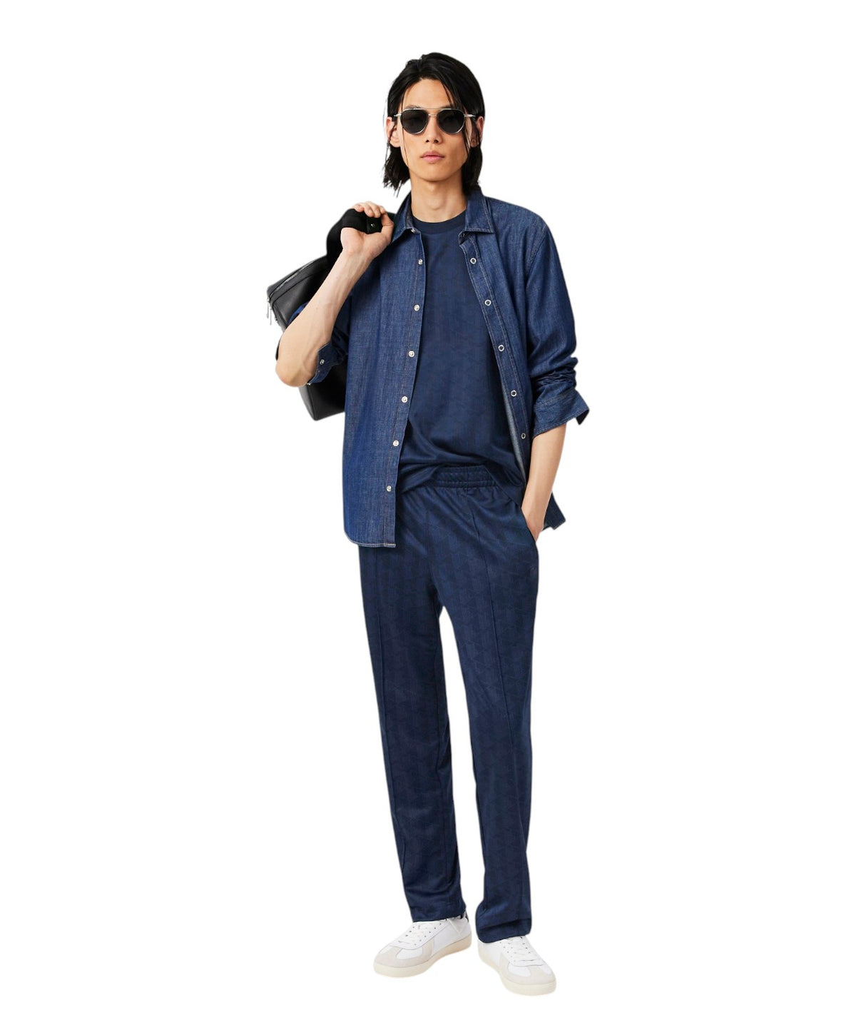Pantaloni Tuta Lacoste in Jacquard con Monogramma