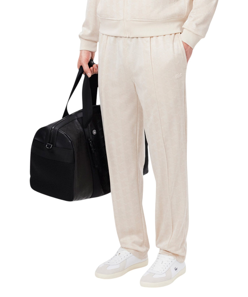 Pantaloni Tuta Lacoste in Jacquard con Monogramma Tono su Tono