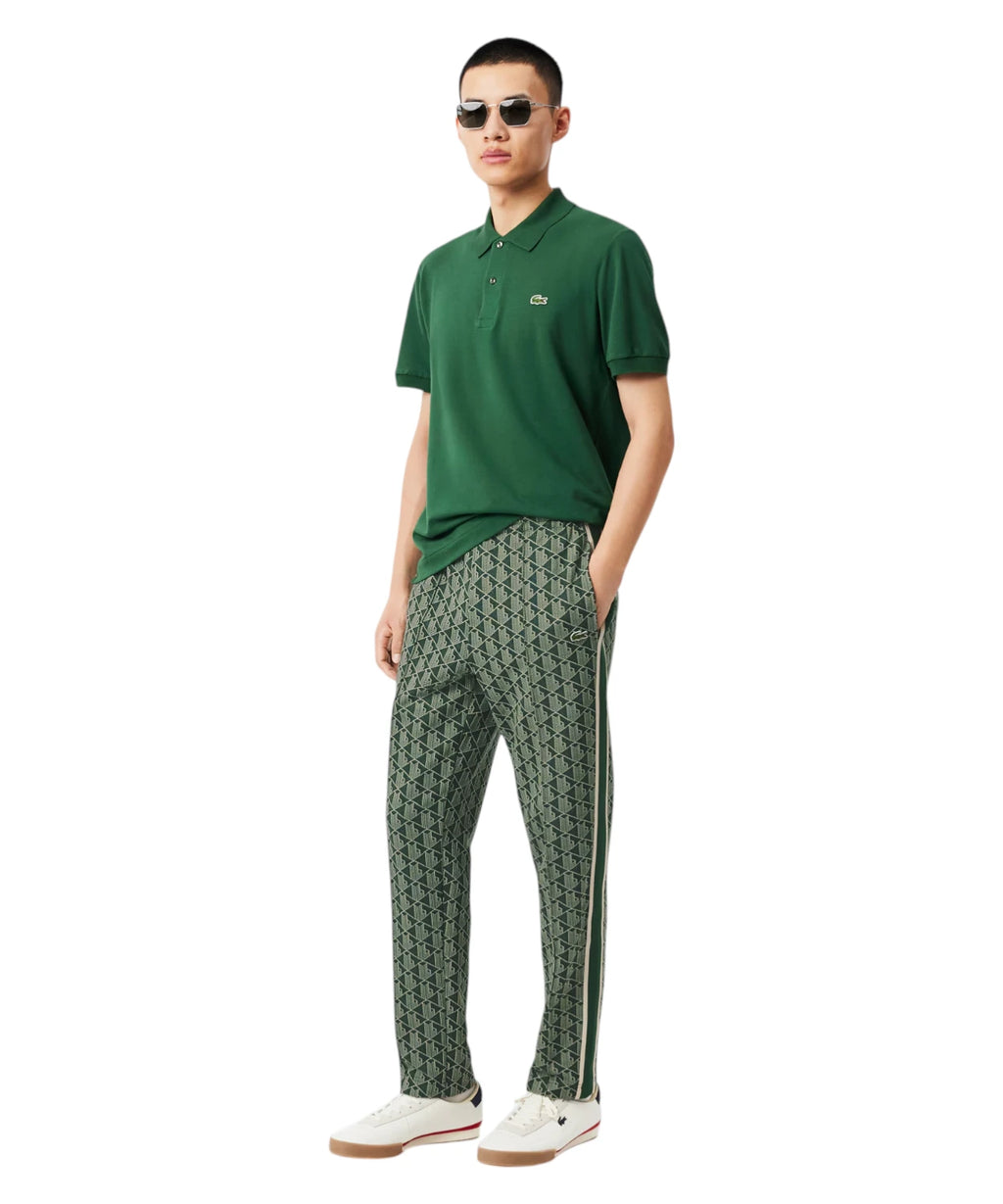 Spodnie dresowe męskie Lacoste z monogramem jacquard, regular fit