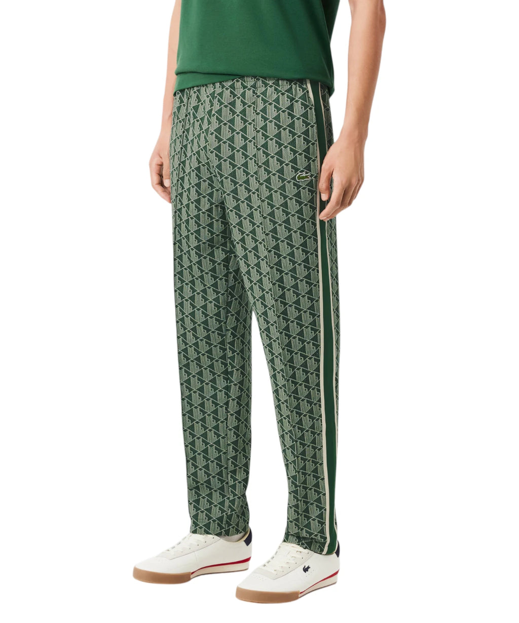 Spodnie dresowe męskie Lacoste z monogramem jacquard, regular fit