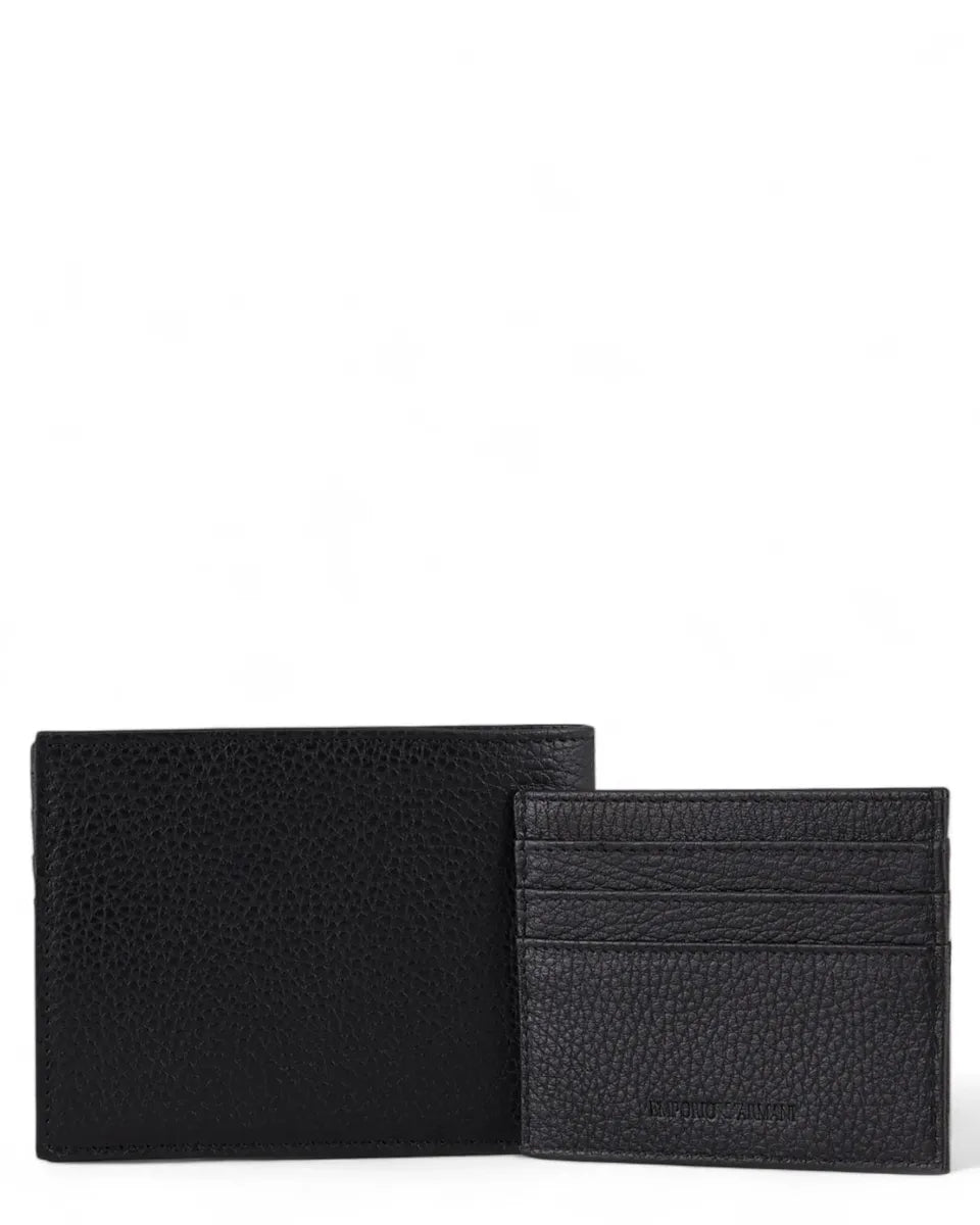 Set Regalo Portafoglio e Portacarte in Pelle Bottalata con Logo-Emporio Armani-Portafogli-Vittorio Citro Boutique