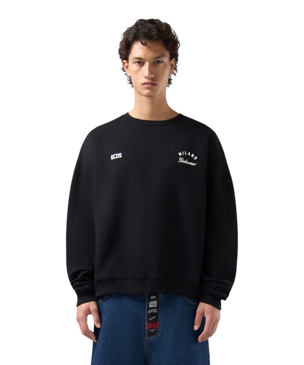 Felpa GCDS Girocollo con Band Logo sul Retro
