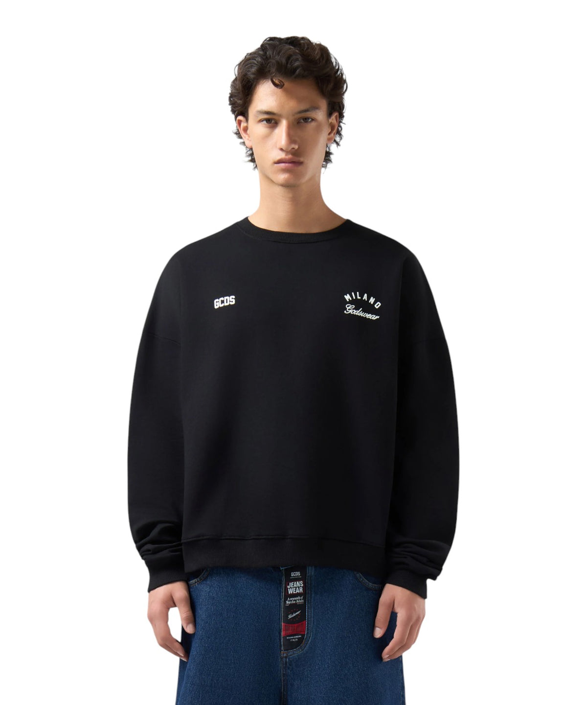Felpa GCDS Girocollo con Band Logo sul Retro