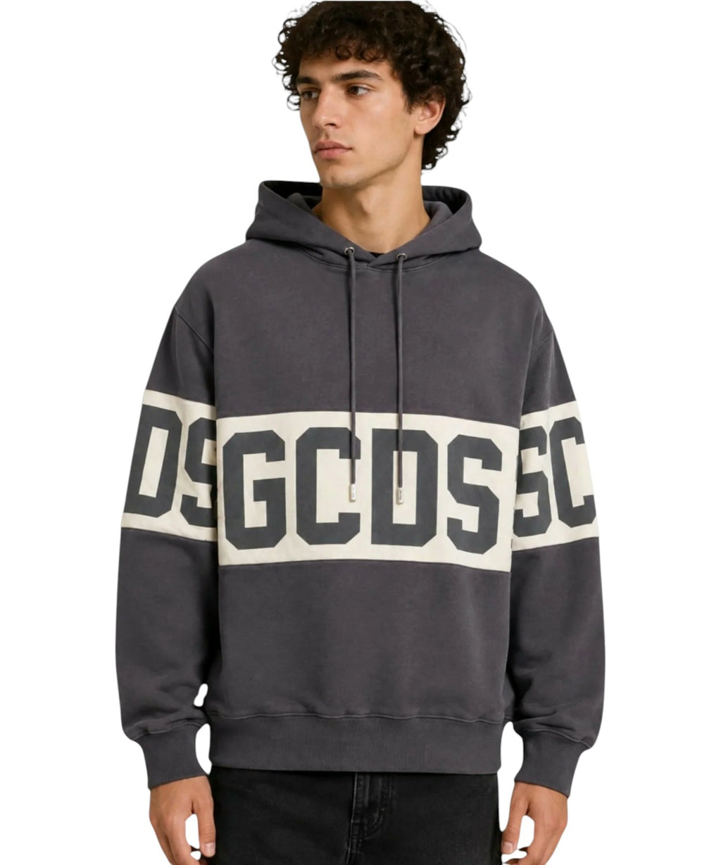 Felpa GCDS con Cappuccio e Band Logo a Contrasto