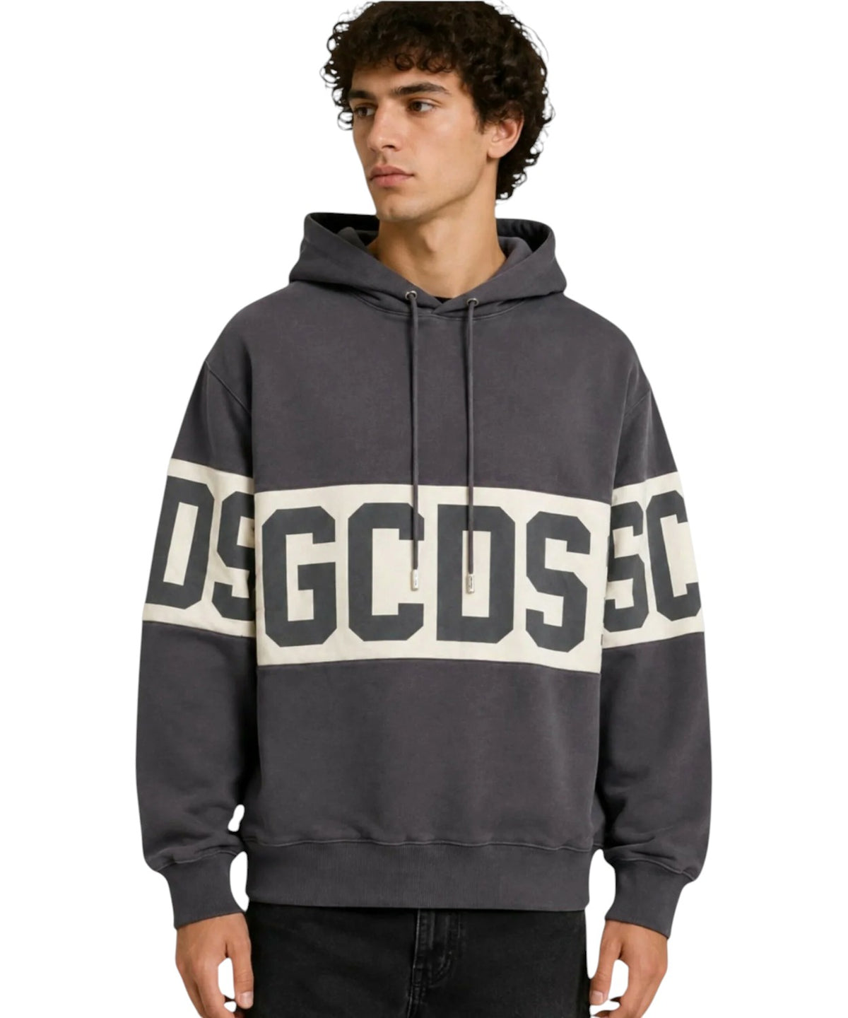 Felpa GCDS con Cappuccio e Band Logo a Contrasto