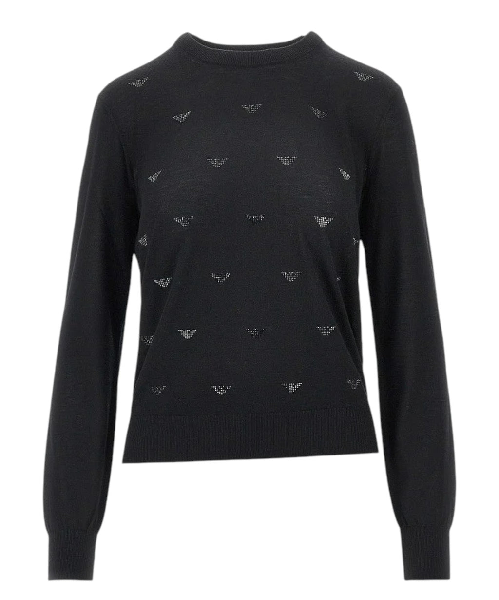 Pullover Donna Lana Vergine con Strass per Giornate Fredde