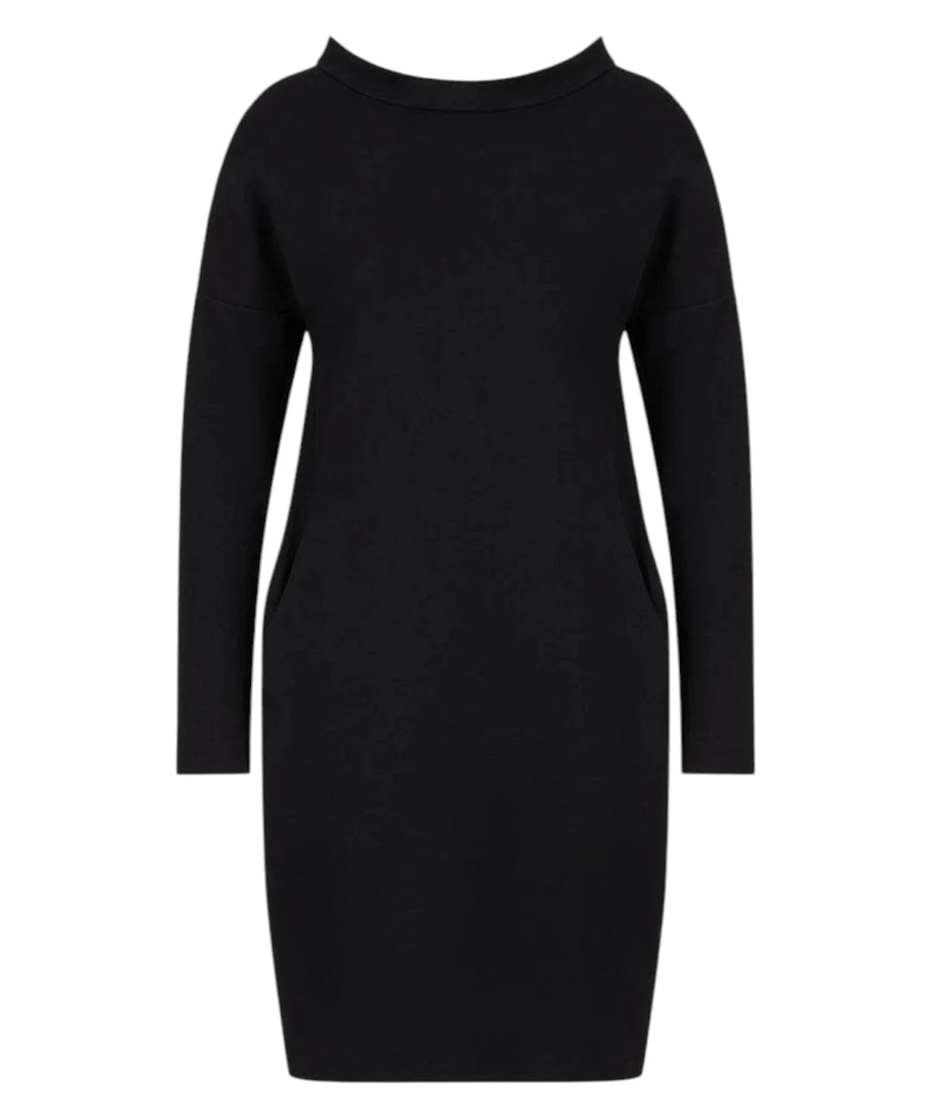 Jurk met boothals van Milano-stof