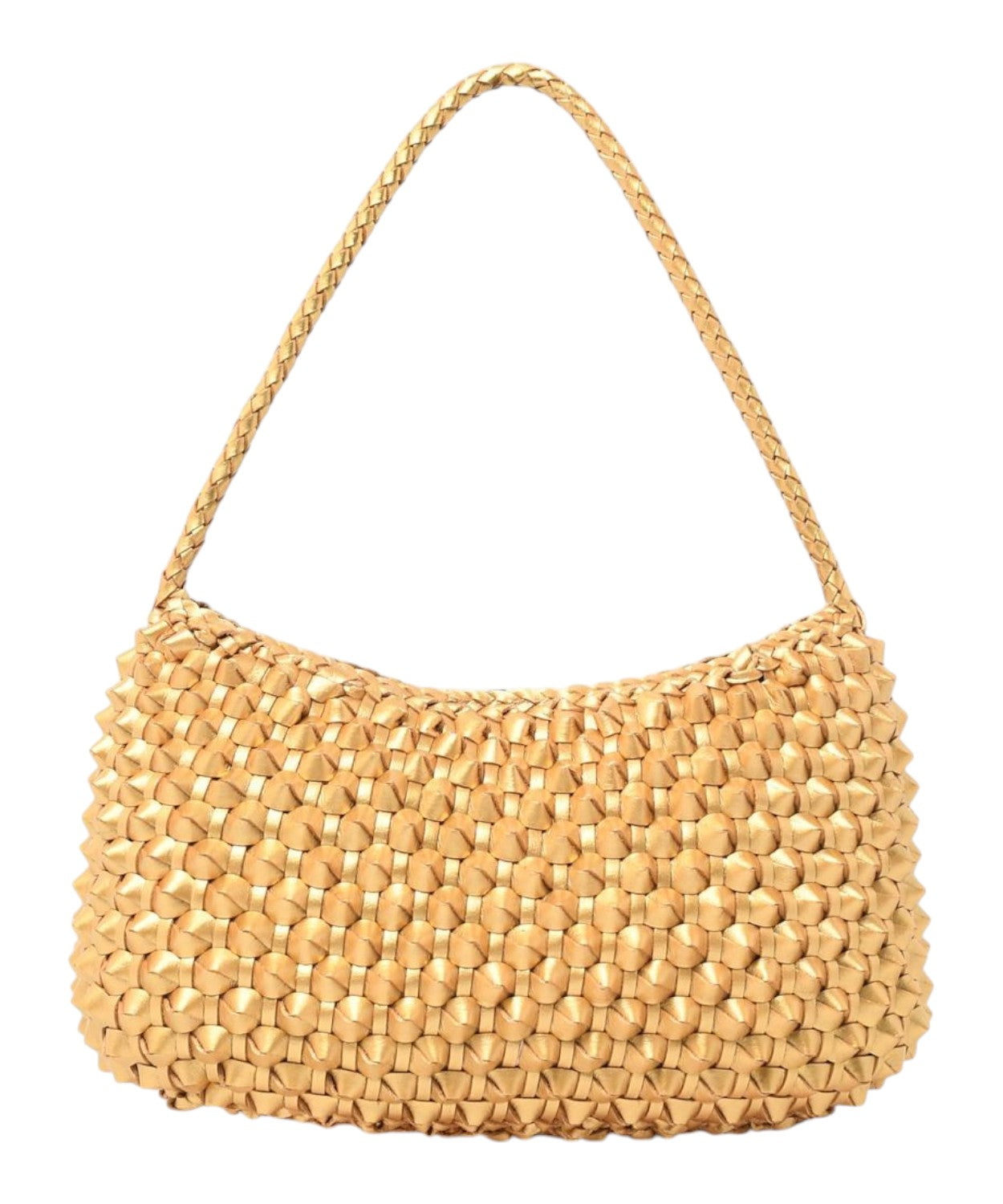 Borsa Pelle Intrecciata Oro Basil Cactus Gold Foil
