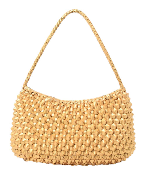 Borsa Pelle Intrecciata Oro Basil Cactus Gold Foil
