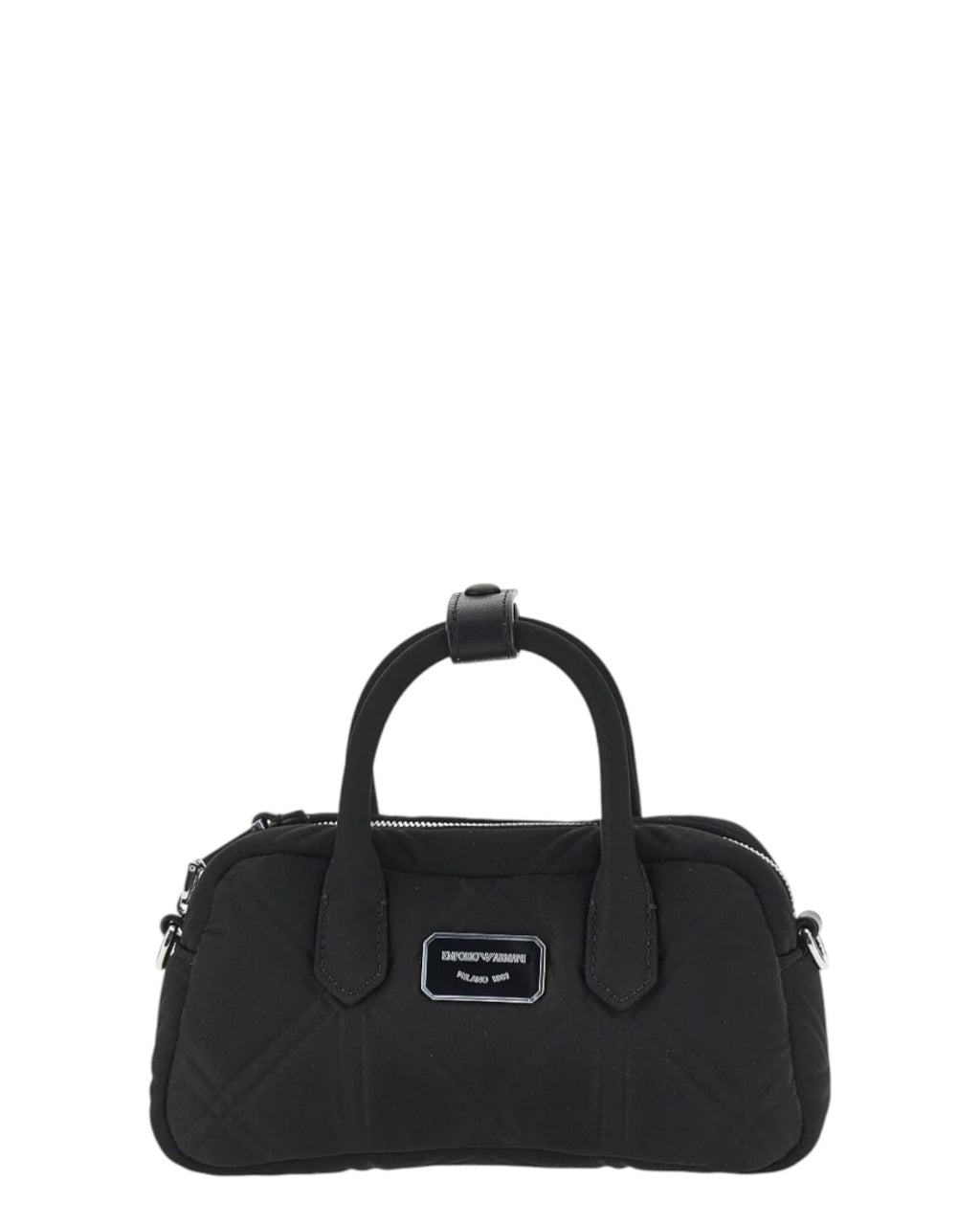 Mini Bauletto Dames Tas van Gewatteerd Nylon met Leren Schouderriem