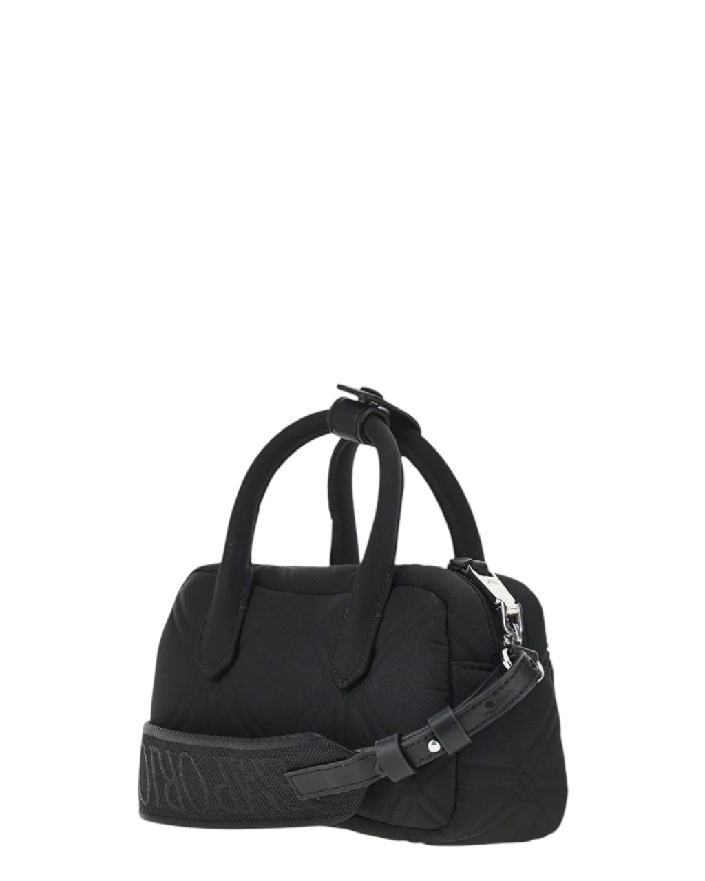 Mini Bauletto Dames Tas van Gewatteerd Nylon met Leren Schouderriem