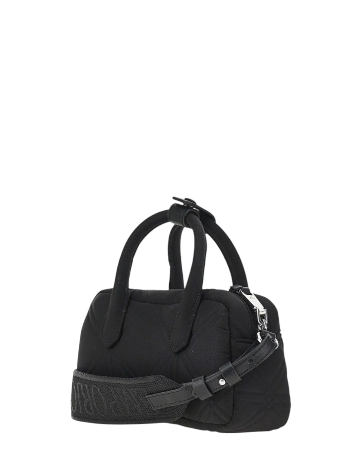 Mini Bauletto Dames Tas van Gewatteerd Nylon met Leren Schouderriem