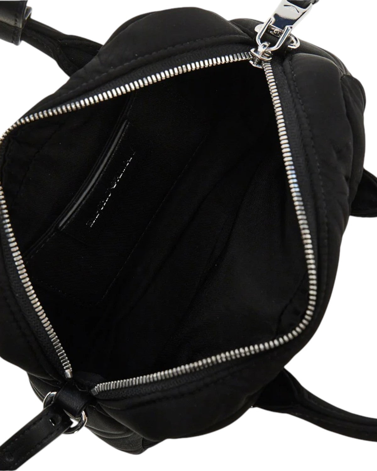 Mini Bauletto Dames Tas van Gewatteerd Nylon met Leren Schouderriem