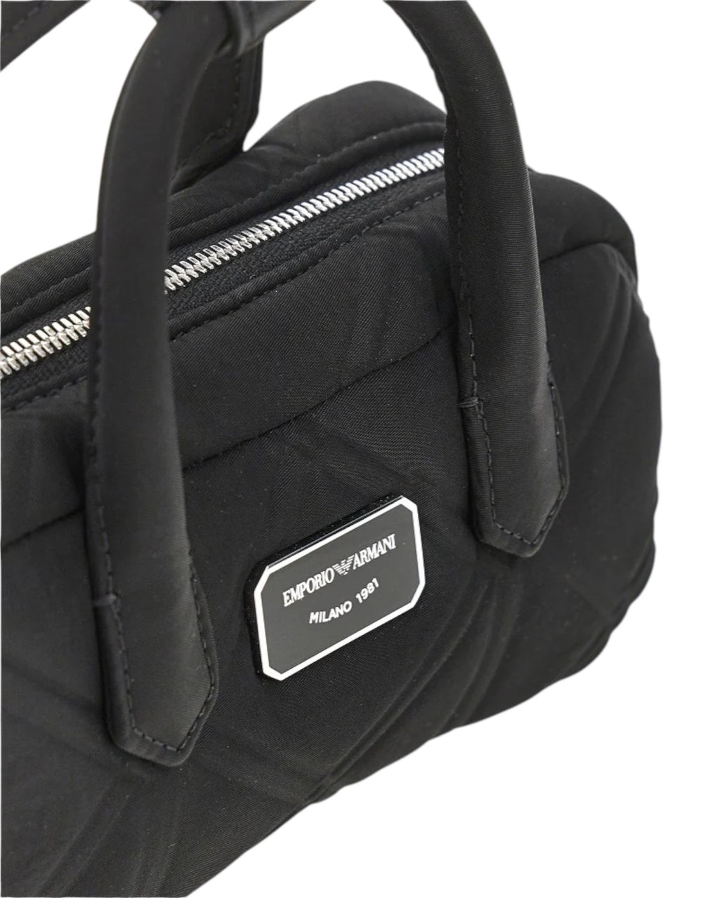Mini Bauletto Dames Tas van Gewatteerd Nylon met Leren Schouderriem