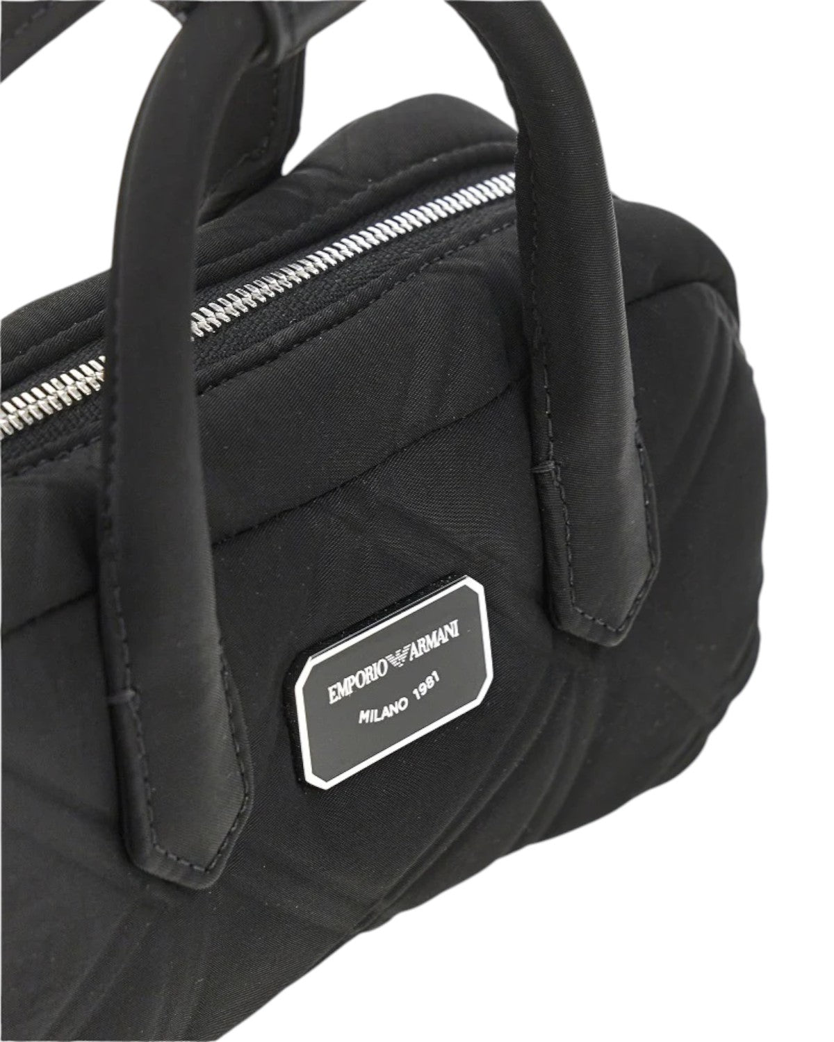 Mini Bauletto Dames Tas van Gewatteerd Nylon met Leren Schouderriem