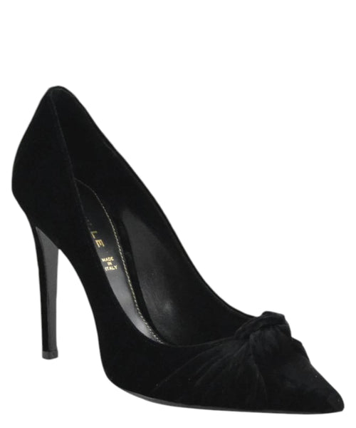 Elegante fluwelen pumps met drapering