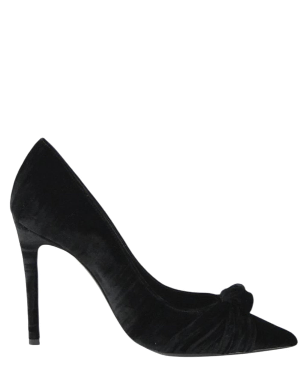 Elegante fluwelen pumps met drapering