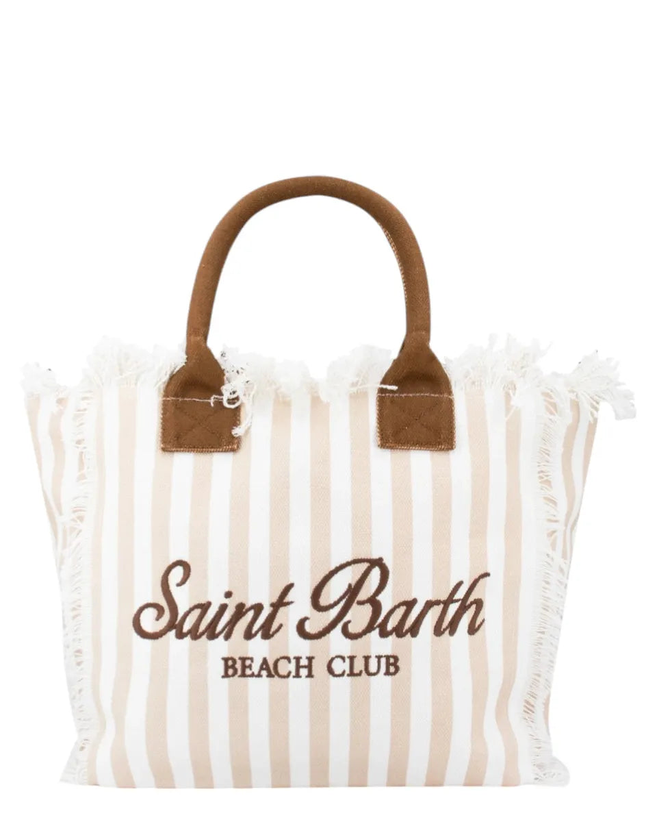 Borsa Colette MC2 Saint Barth a righe in canvas di cotone con frange-Mc2 Saint Barth-Borse a mano-Vittorio Citro Boutique