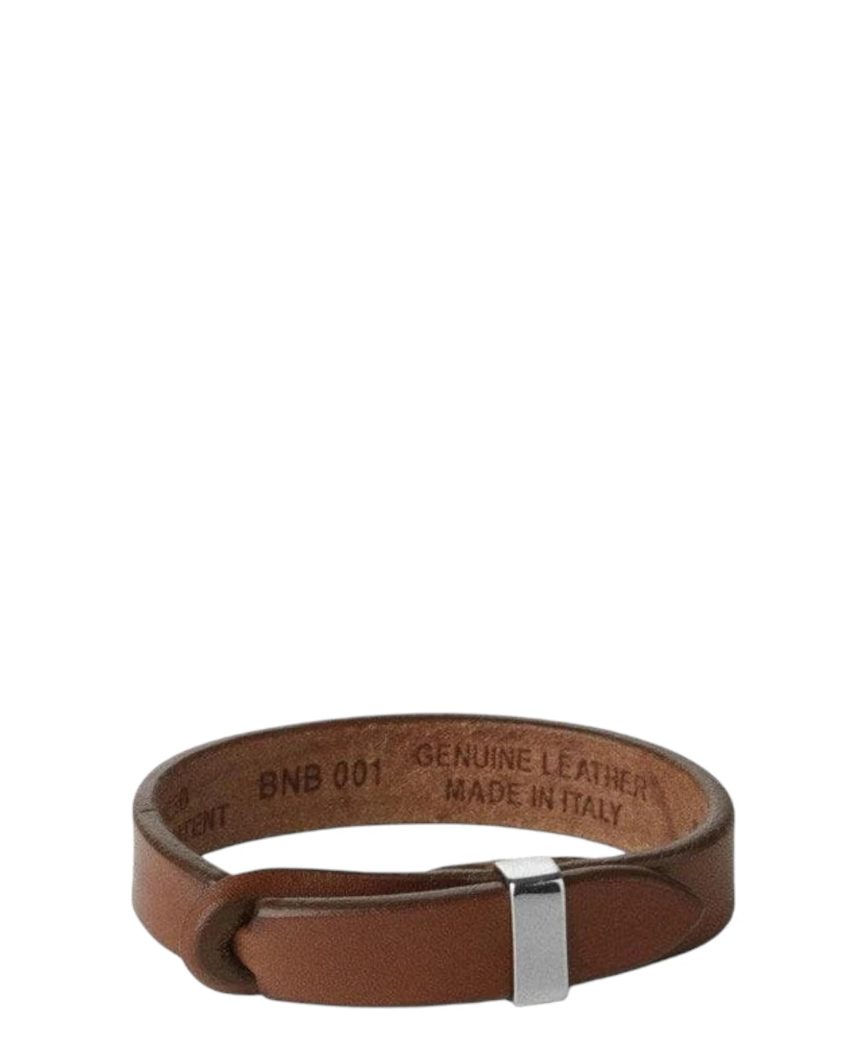 Bracciale nobuckle bull in cuoio con dettaglio argento