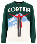 Maglia Girocollo Verde con Stampa Jacquard Cartolina Cortina-Mc2 Saint Barth-Maglieria-Vittorio Citro Boutique