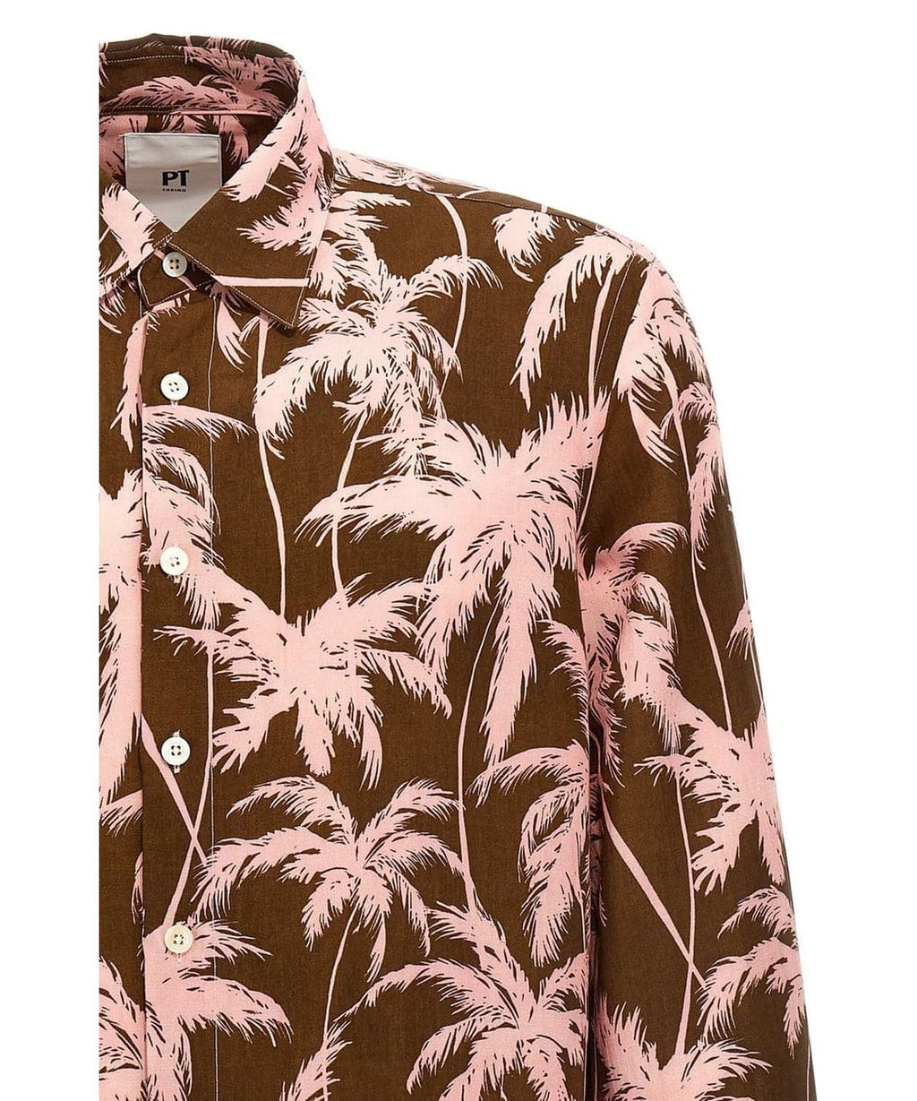 Camicia con stampa palme-Camicie-Pt Torino-Vittorio Citro Boutique