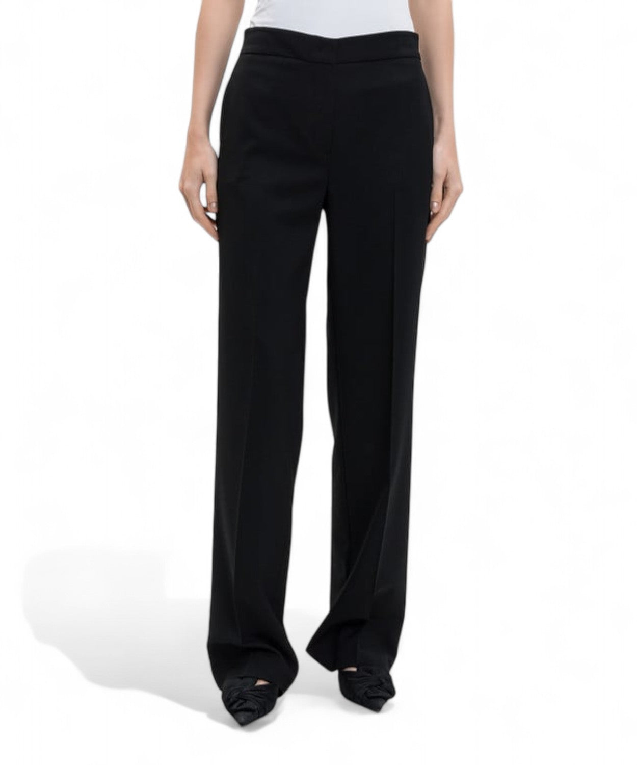 Pantaloni Twinset in Lana Nera con Logo-Twinset-Pantaloni-Vittorio Citro Boutique