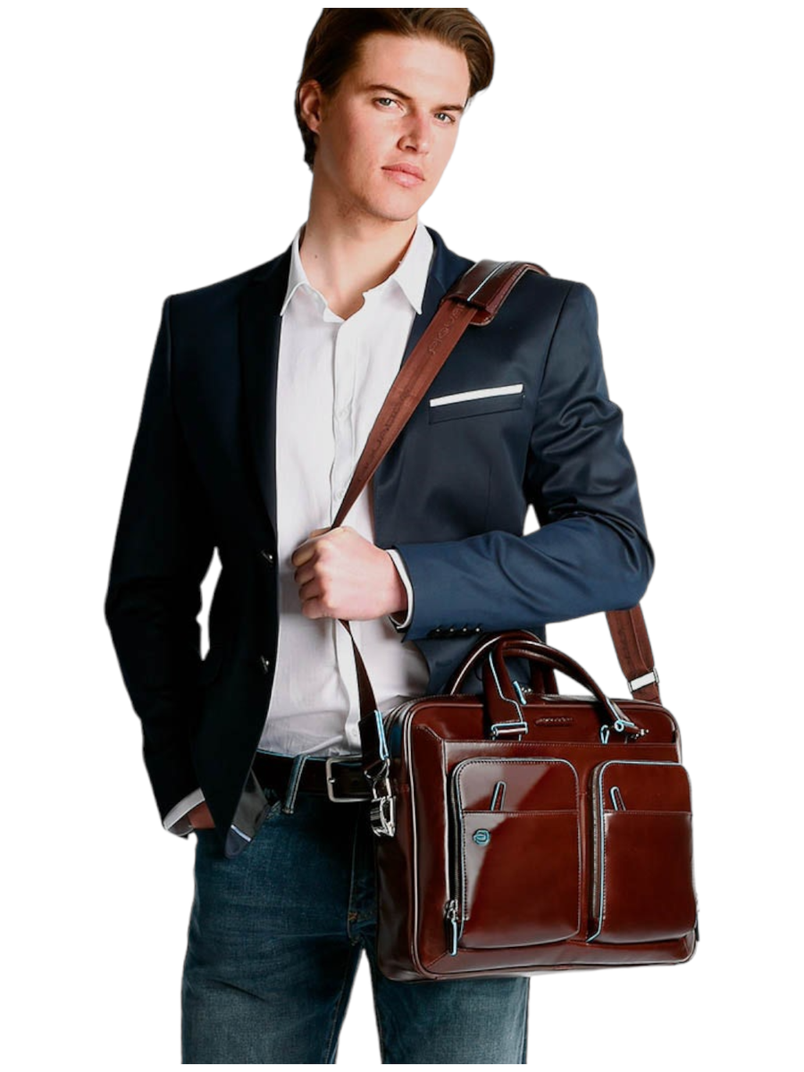 Cartella sottile per computer 15" e iPad®Pro 12,9" Blue Square-Piquadro-Borse da lavoro-Vittorio Citro Boutique