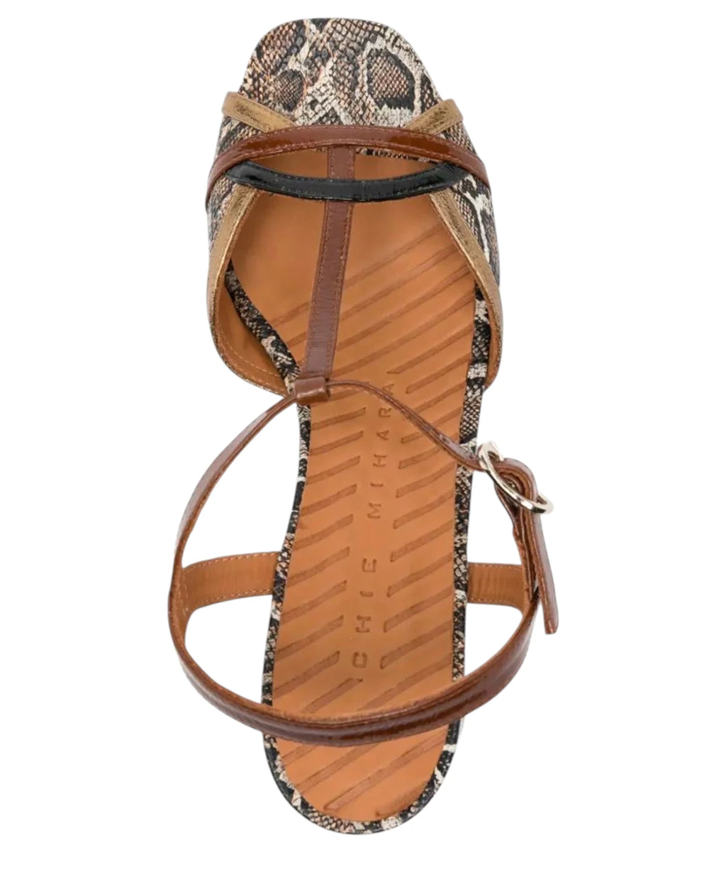 Chie Mihara sandalen in brons met pythonprint