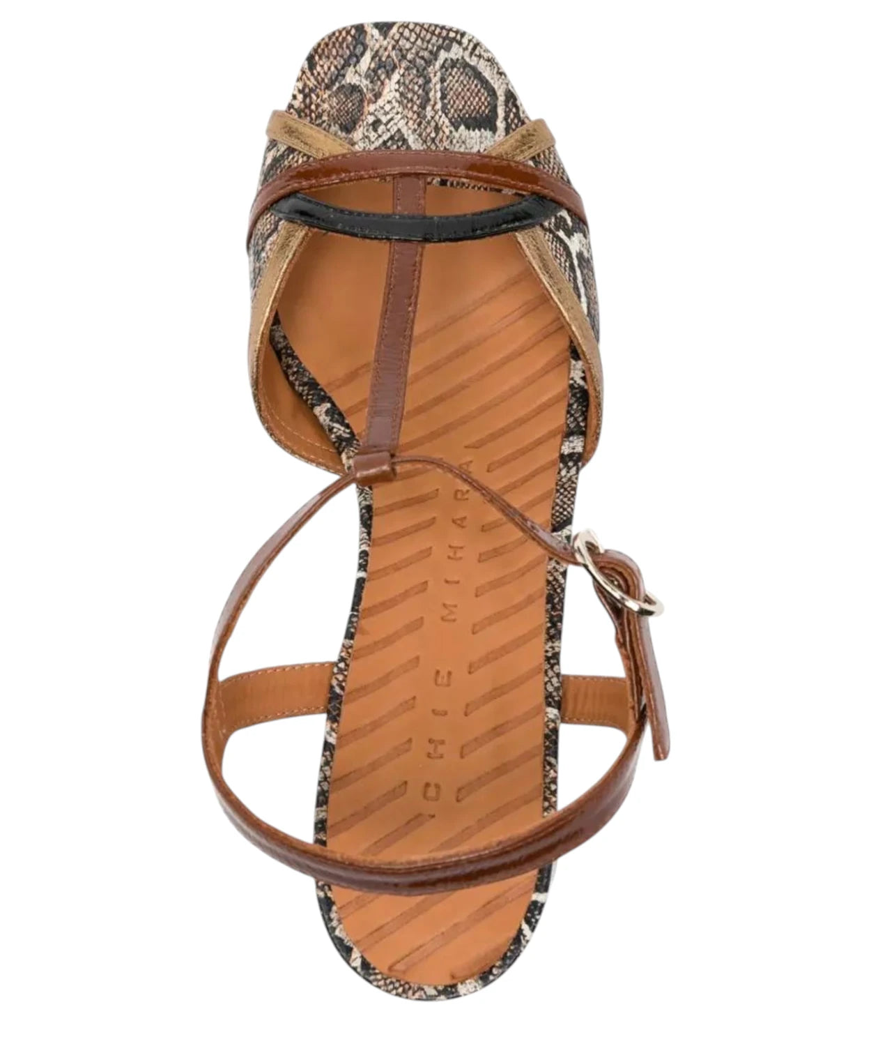 Chie Mihara sandalen in brons met pythonprint