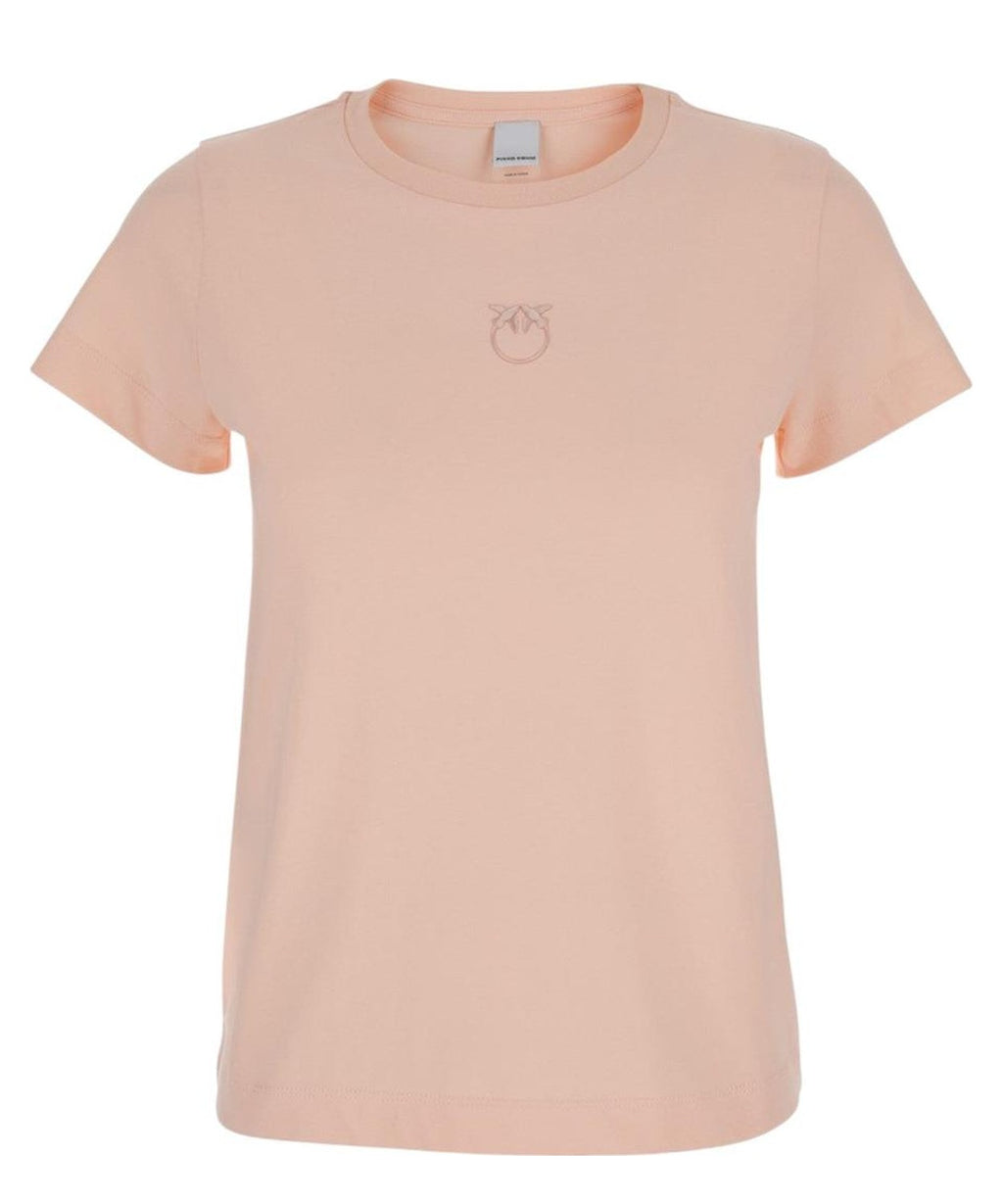 T-shirt in Cotone Old Wash con Logo Love Birds Ricamato-Pinko-T-shirt-Vittorio Citro Boutique